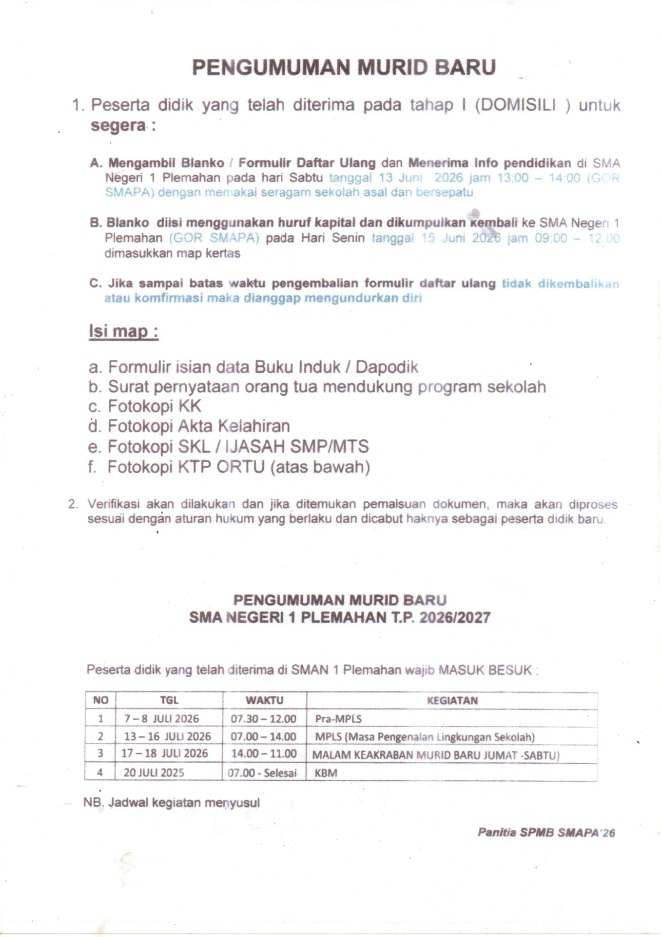 Informasi Murid Baru